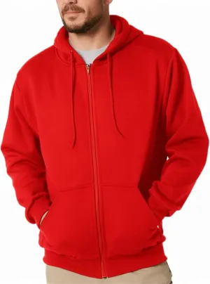Mens Zip Up Hoodie Long Sleeve Fleece Full-zip Hooded Sweatshirt Pullover With Kangaroo Pocket S-3XL