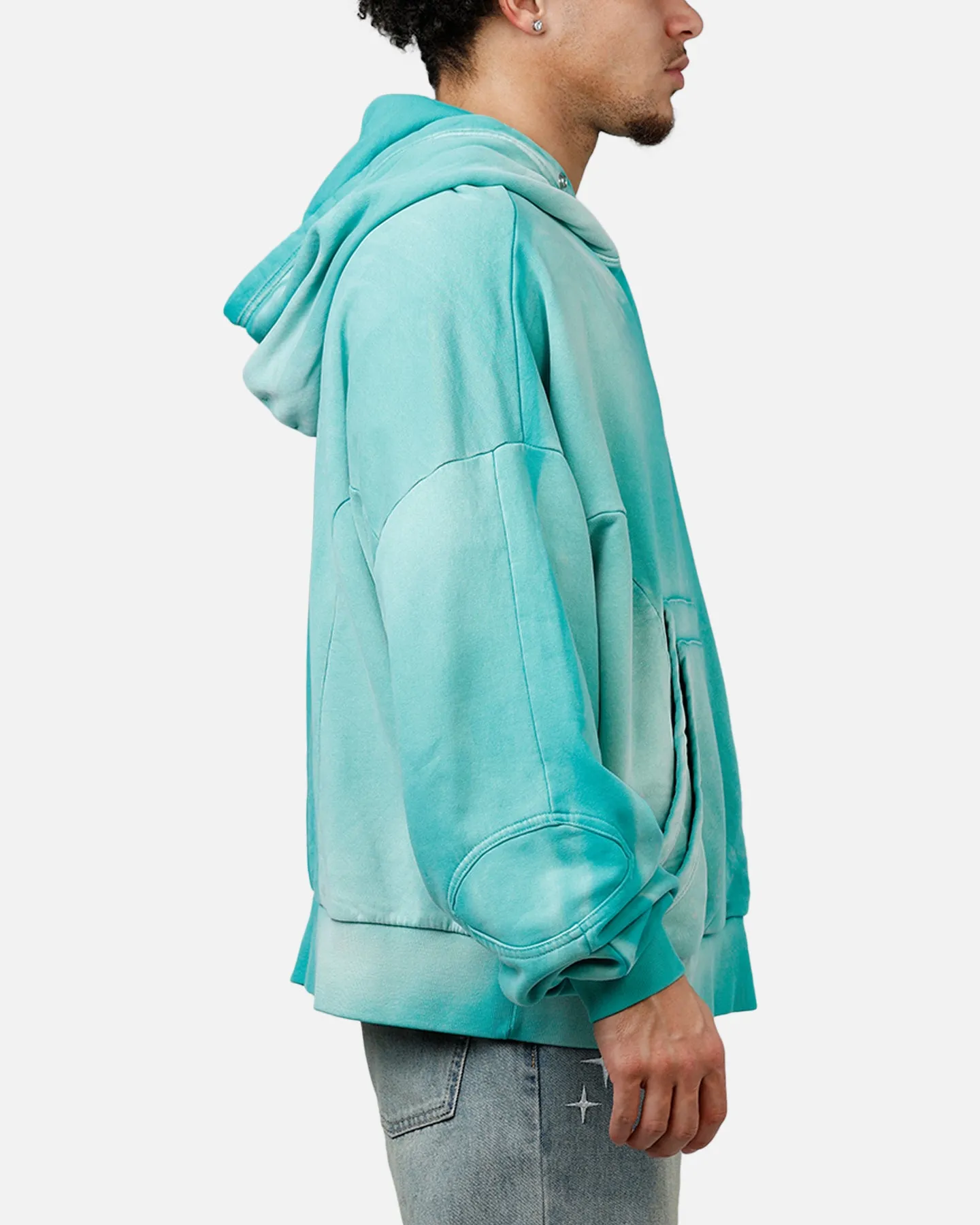 MNML Double Pouch Sprayed Hoodie Green