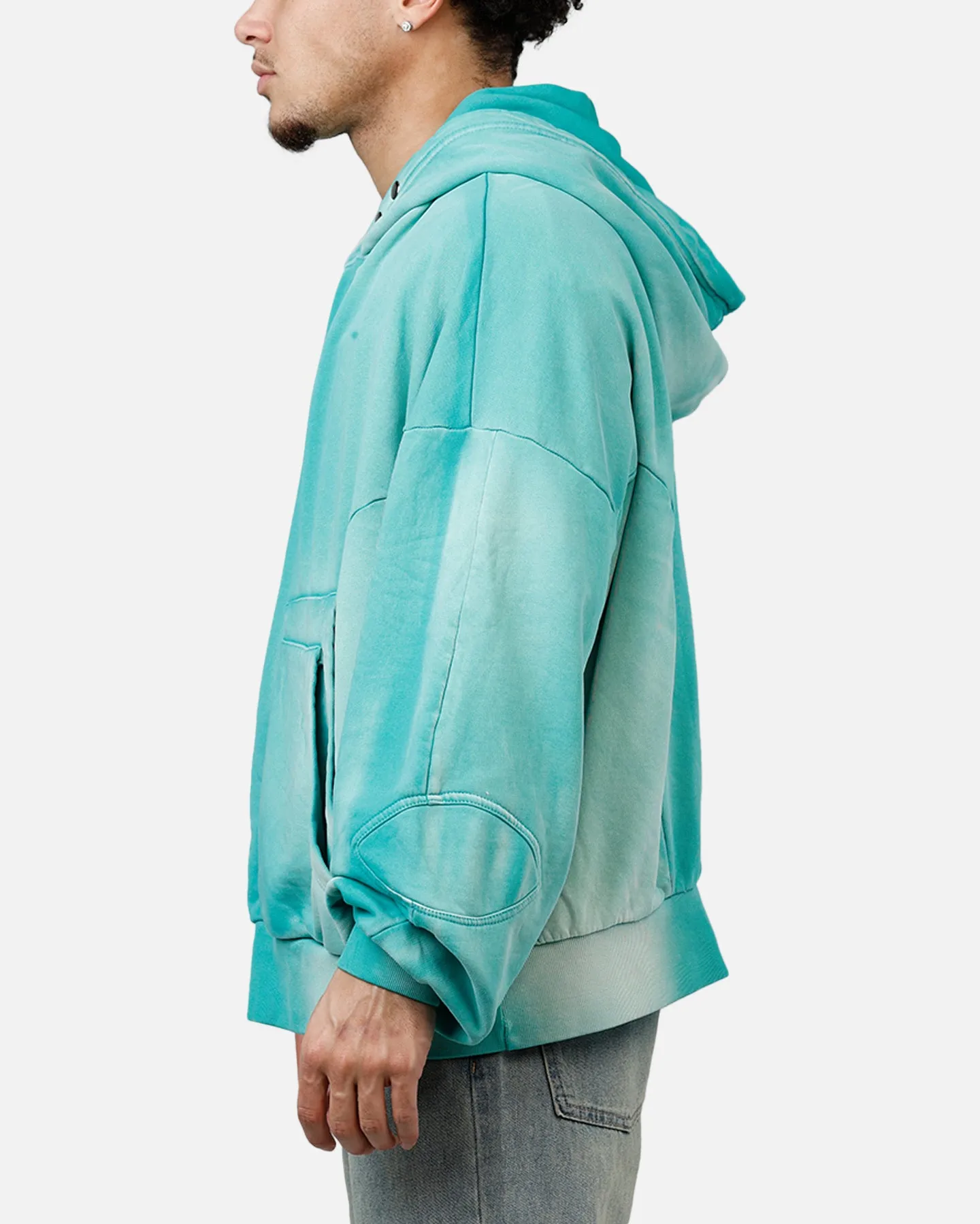 MNML Double Pouch Sprayed Hoodie Green