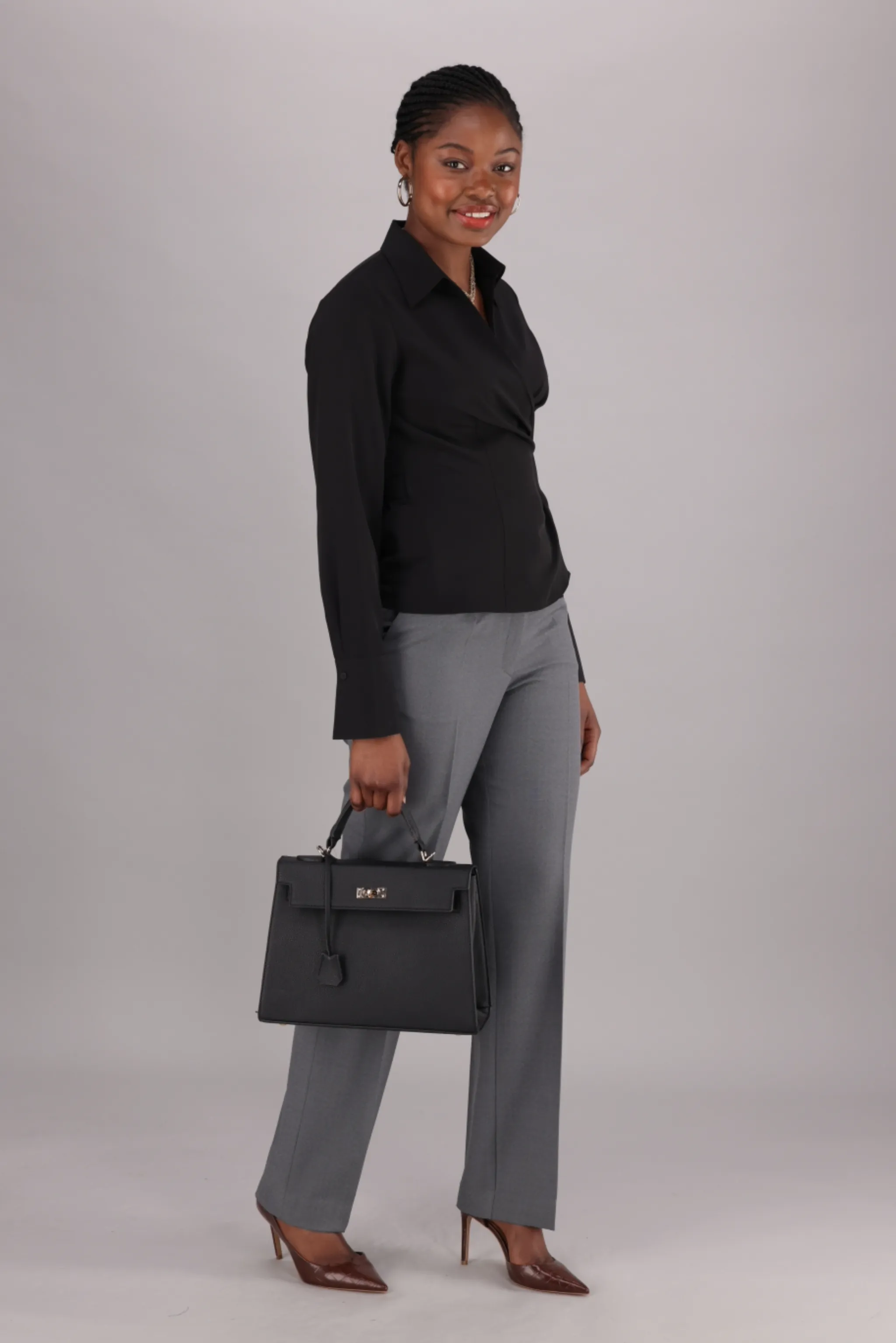 Natasha wrap blouse - black