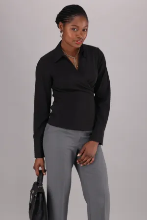 Natasha wrap blouse - black