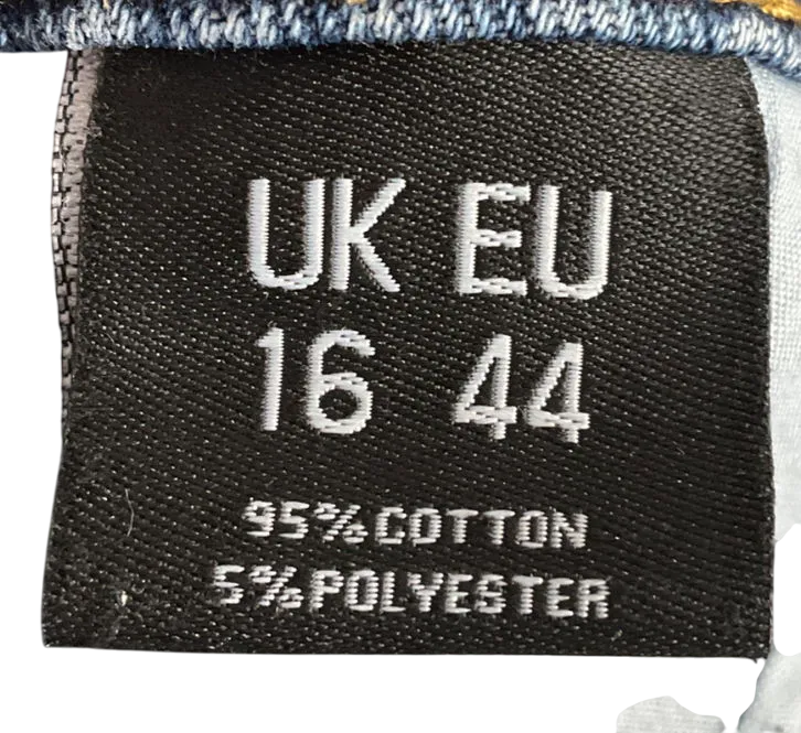 PrettyLittleThing Blue Vintage Wash Mom Jeans UK 16