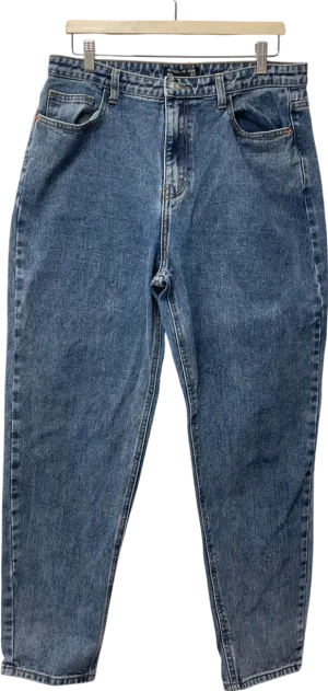 PrettyLittleThing Blue Vintage Wash Mom Jeans UK 16