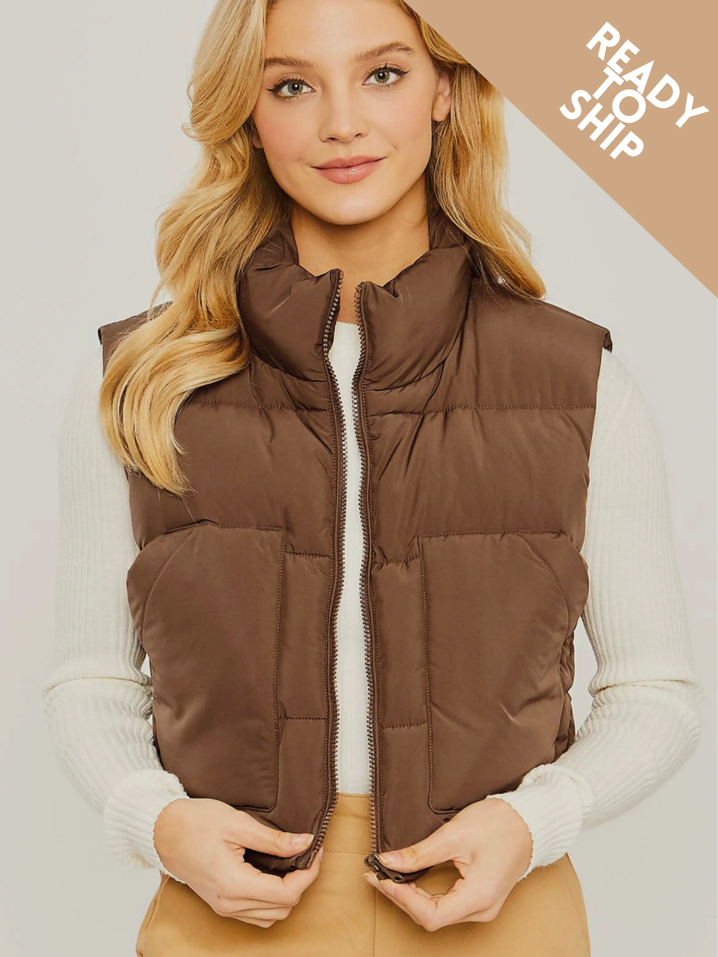 Puffer Vest - BROWN (READY TO SHIP)