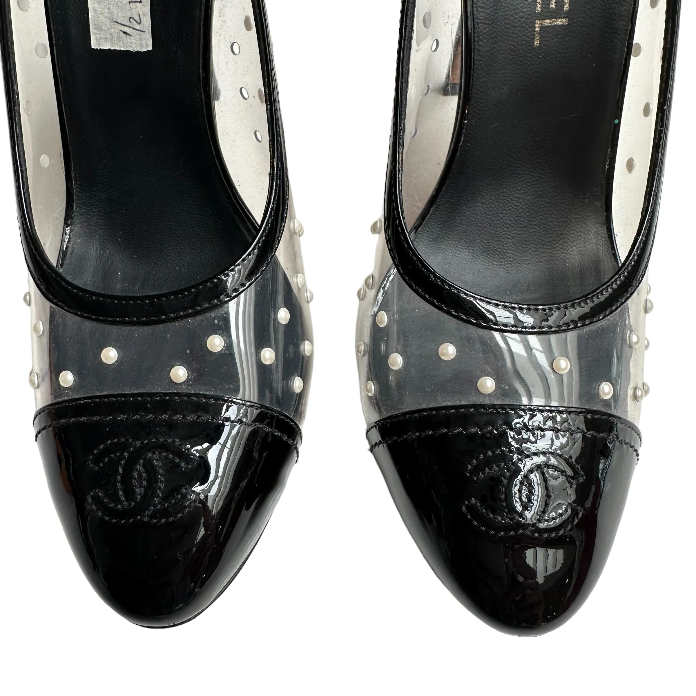 PVC & Faux Pearl Heels - 10