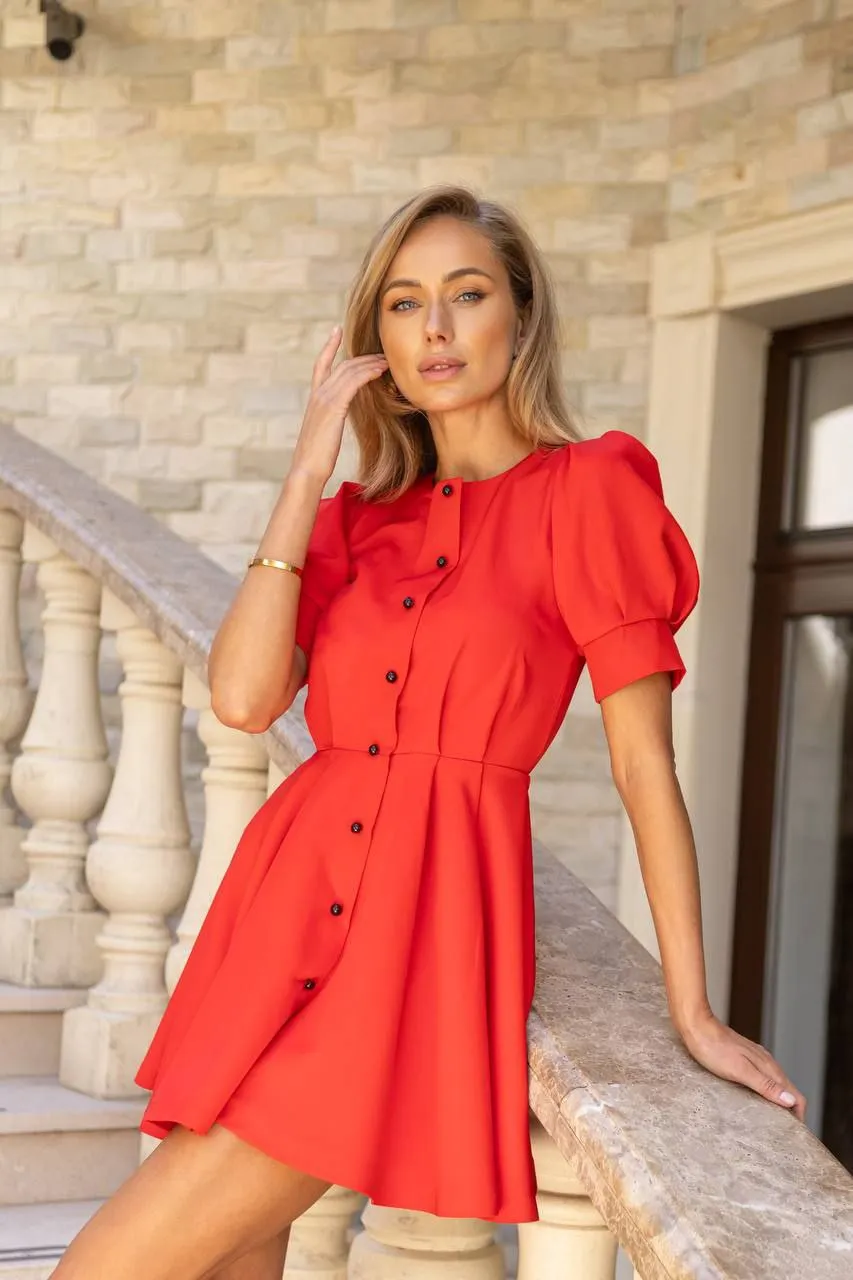RED MINI DRESS "THE CHARM OF ELEGANCE''