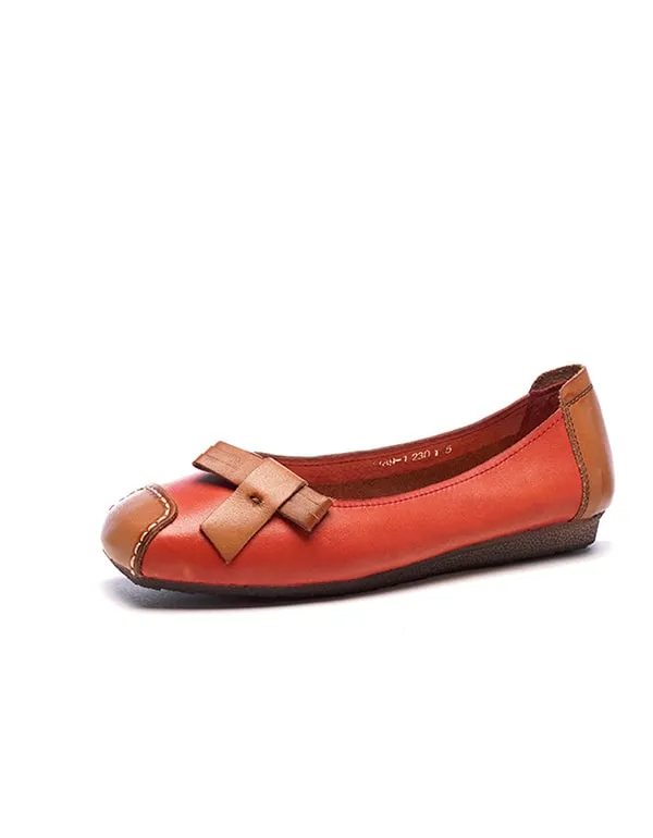 Retro Leather Stitching Comfortable Slip-on Flats
