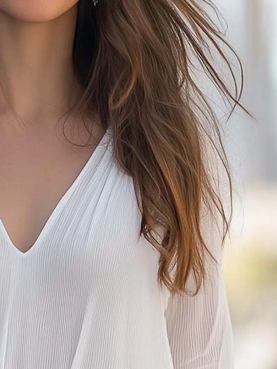 Ribbed Textured Chiffon Blouse