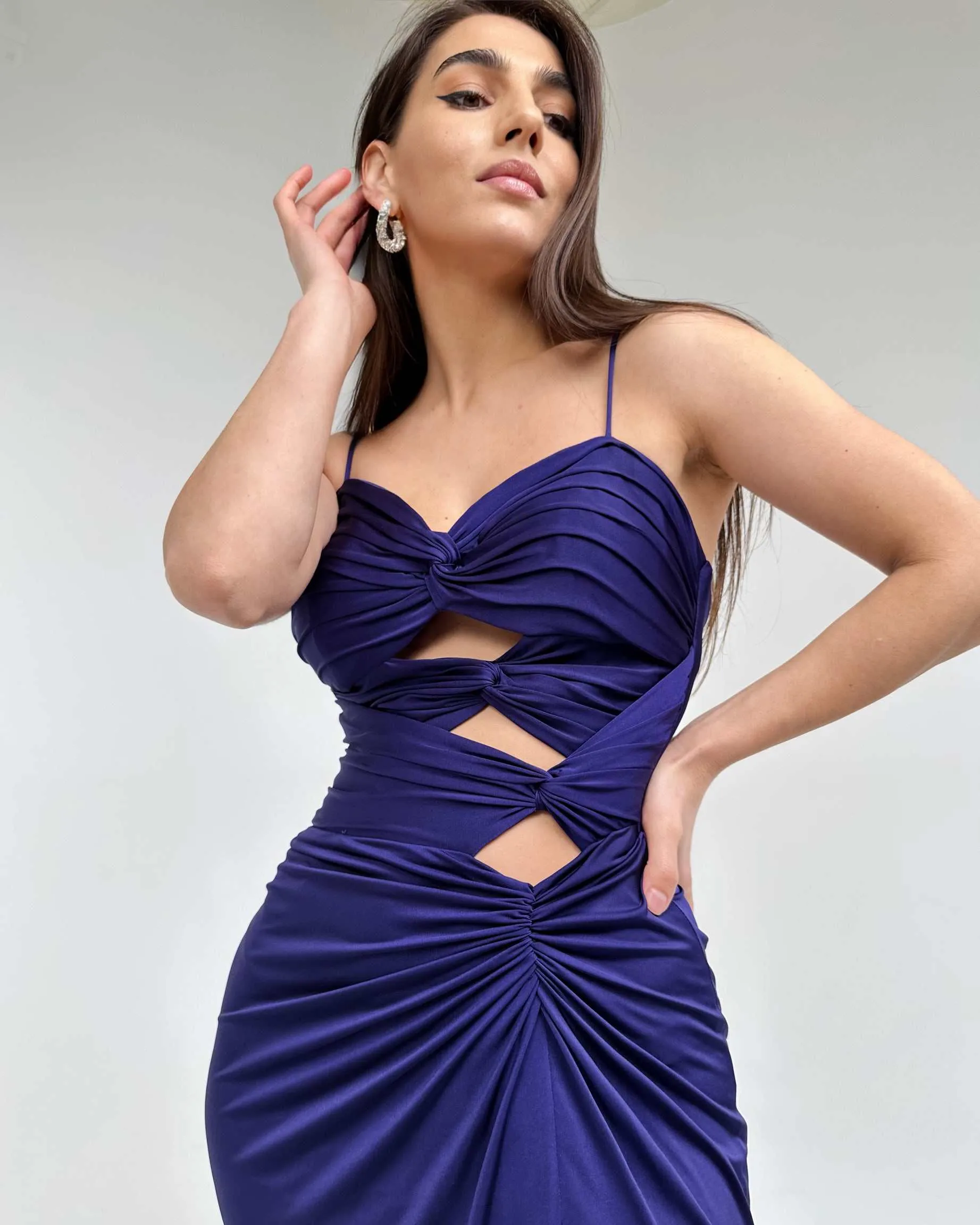 Rochie de ocazie mov cu slit