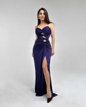 Rochie de ocazie mov cu slit