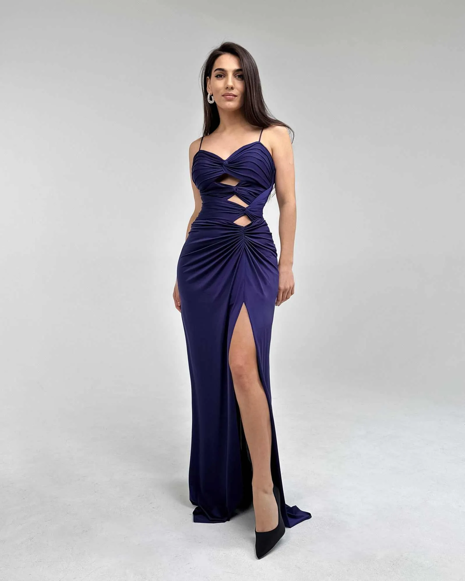 Rochie de ocazie mov cu slit