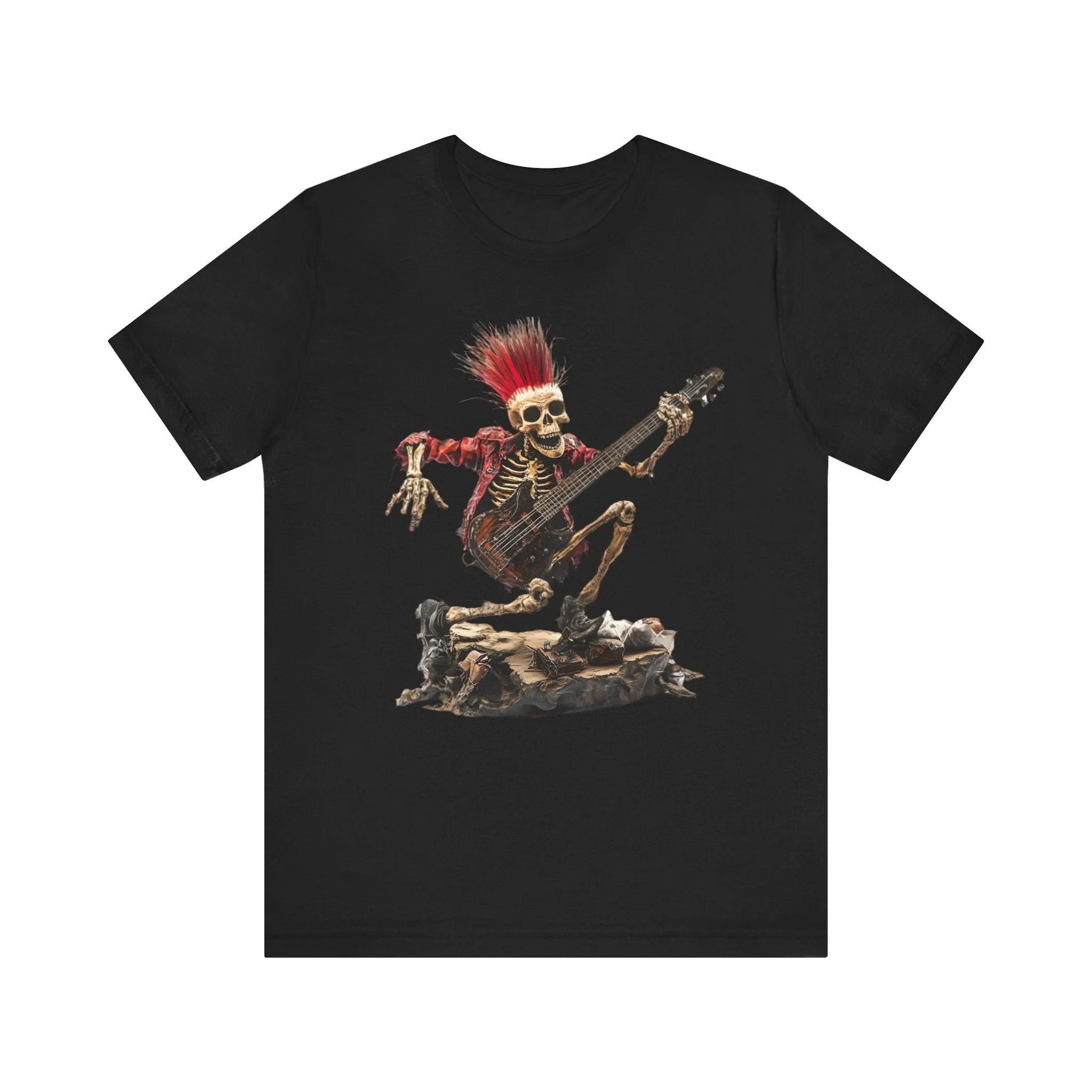 Rock Thrash Punk Skeleton Bassist T Shirt