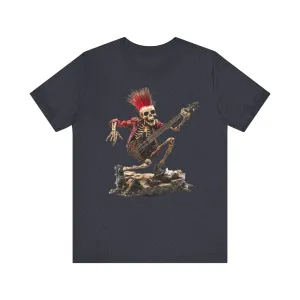 Rock Thrash Punk Skeleton Bassist T Shirt