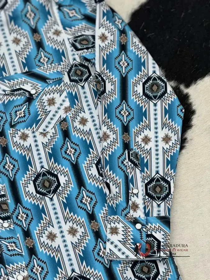 ROCK&ROLL TURQUOISE BLUE 2PKT AZTEC SNAP LONG SLEEVE SHIRT