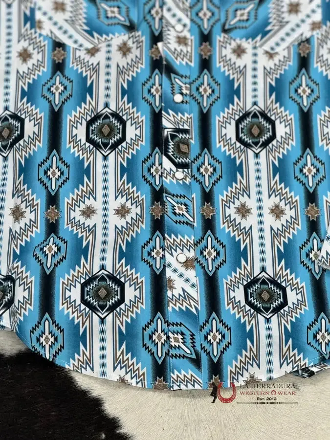 ROCK&ROLL TURQUOISE BLUE 2PKT AZTEC SNAP LONG SLEEVE SHIRT