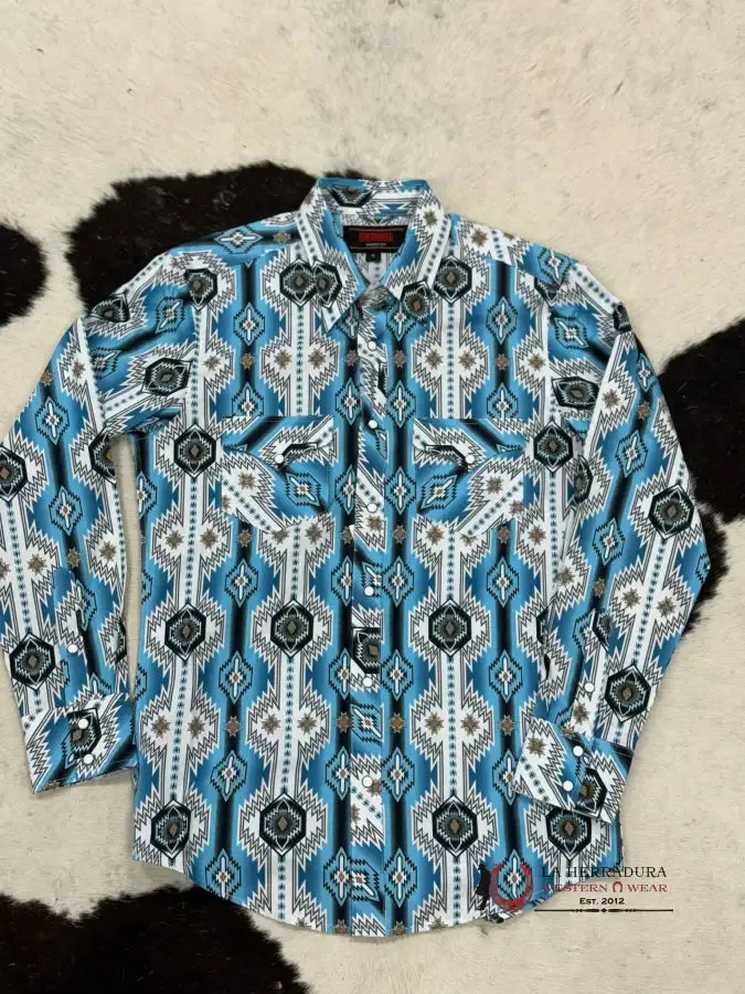 ROCK&ROLL TURQUOISE BLUE 2PKT AZTEC SNAP LONG SLEEVE SHIRT