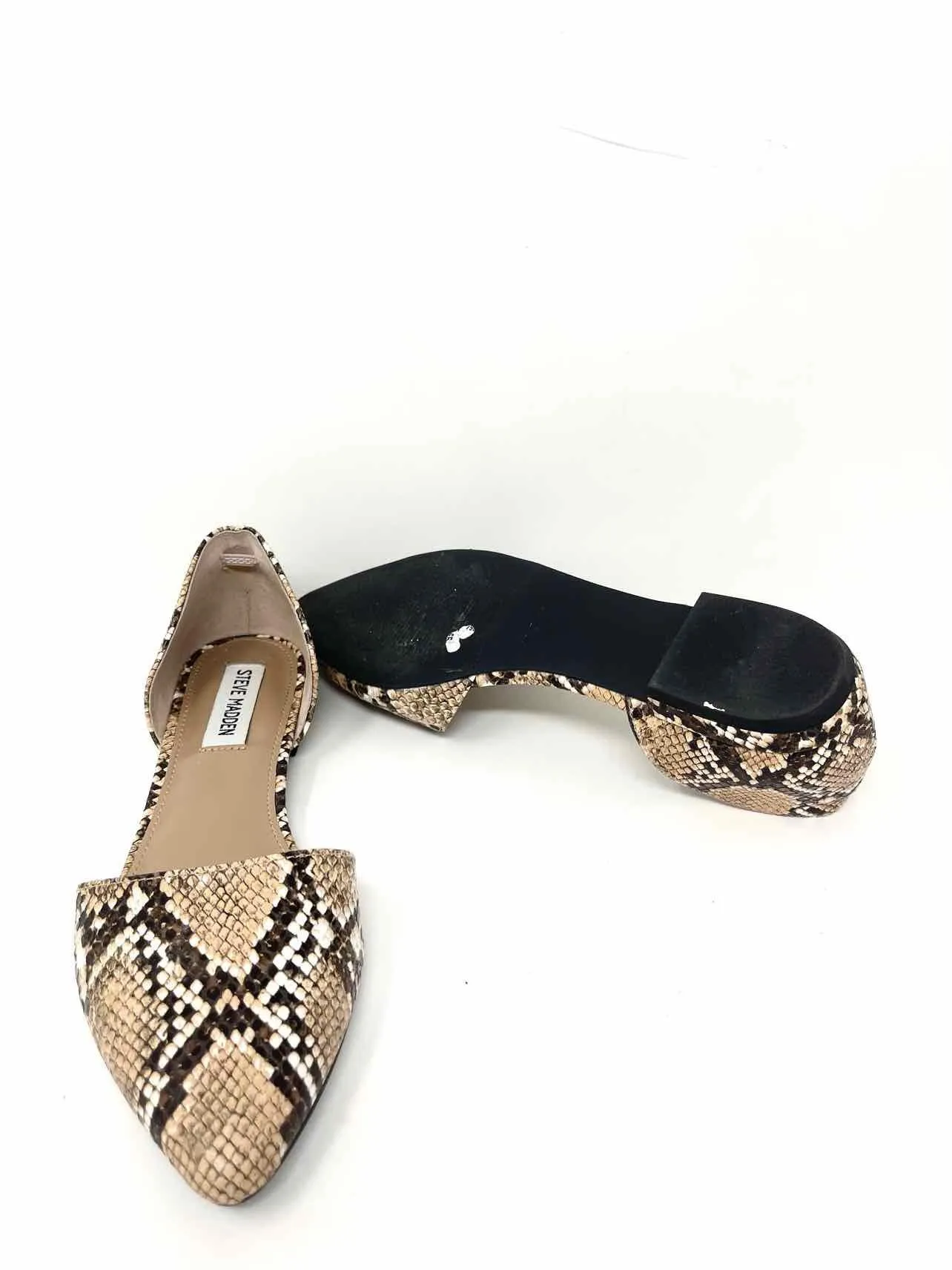 Steve Madden Women's Tan/Brown Slip-On Snake Print Size 6.5 Flats
