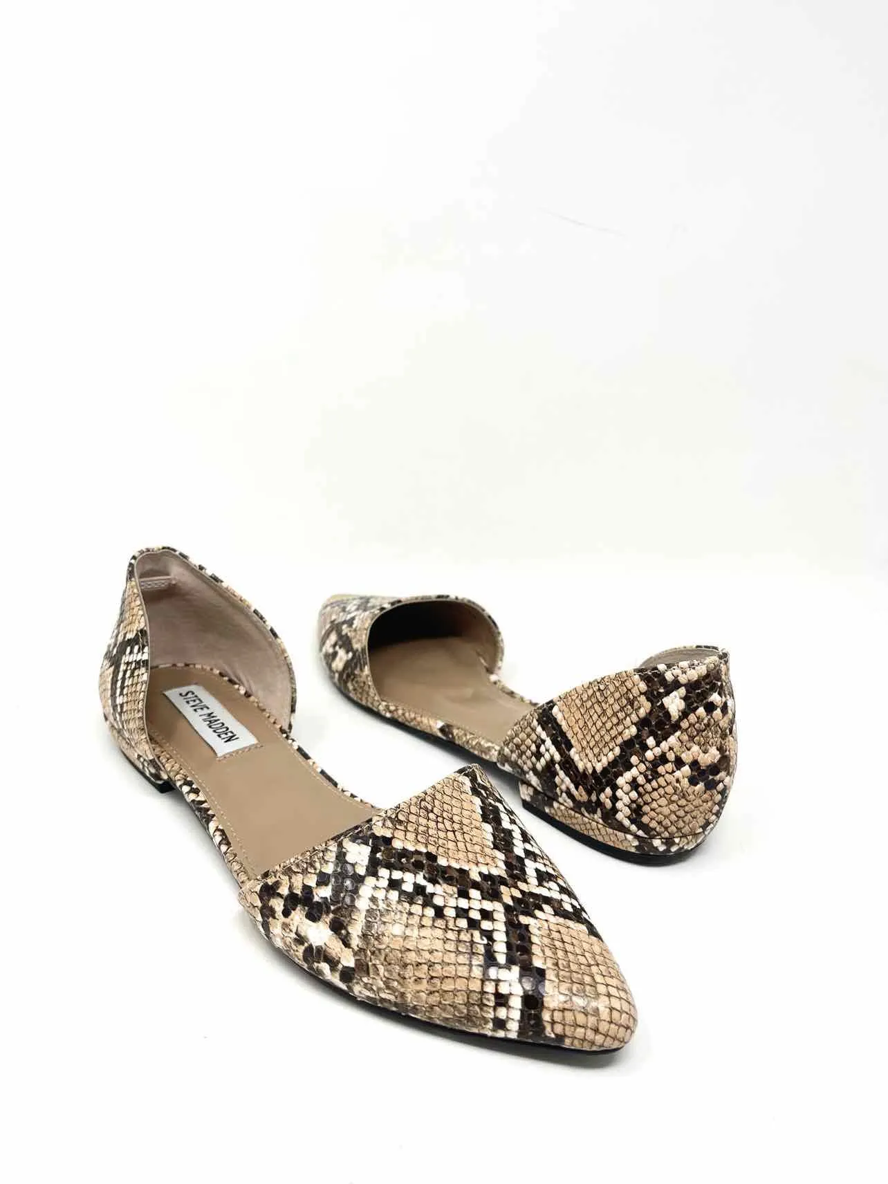 Steve Madden Women's Tan/Brown Slip-On Snake Print Size 6.5 Flats