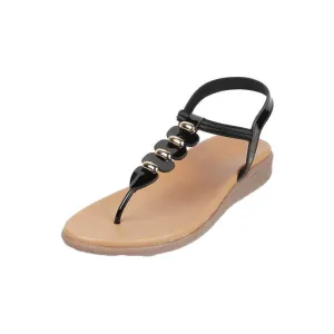 tresmode 229-VELENCIA BLACK WOMEN CASUAL FLAT SANDALS EU/37 UK/4