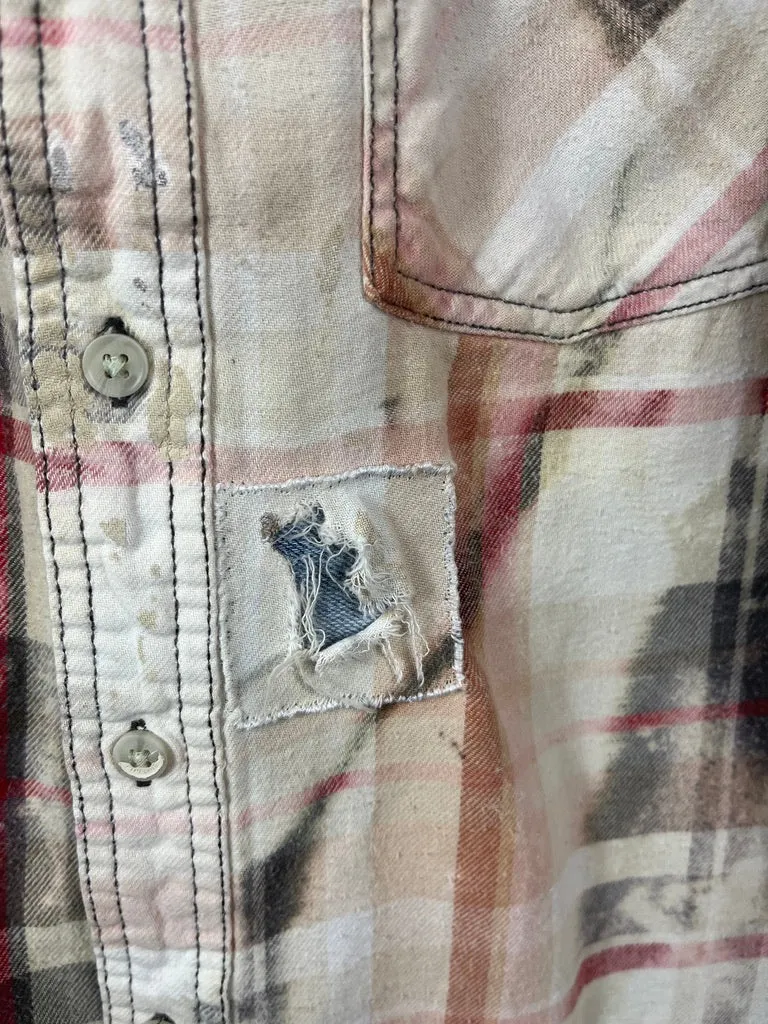 Vintage Red, Grey, White and Cream Flannel Size Small