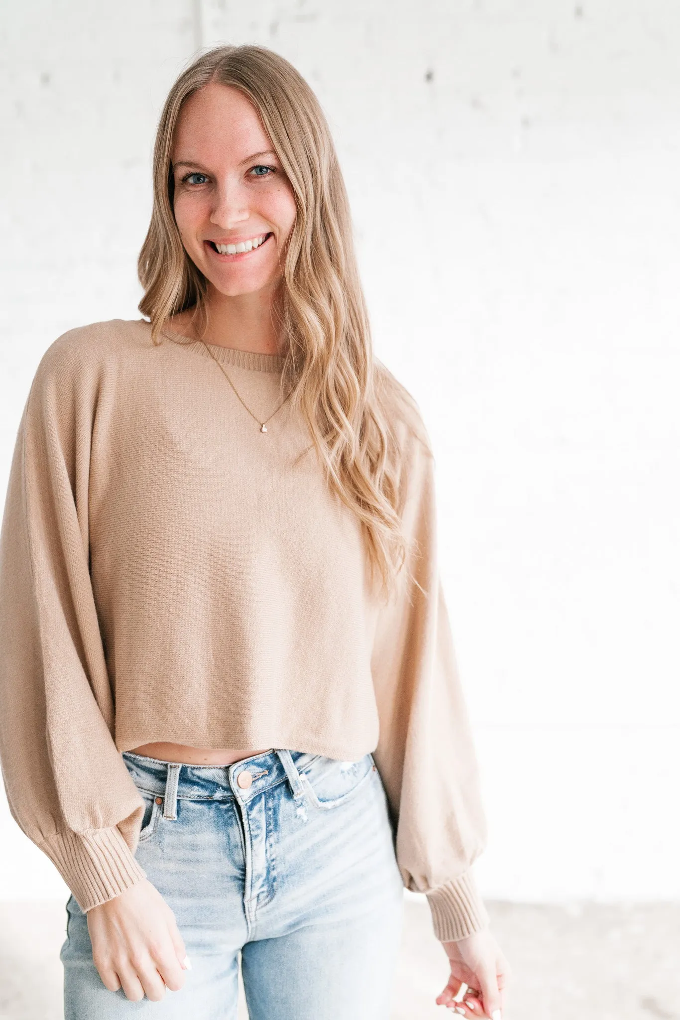 Warm Latte Crop Sweater