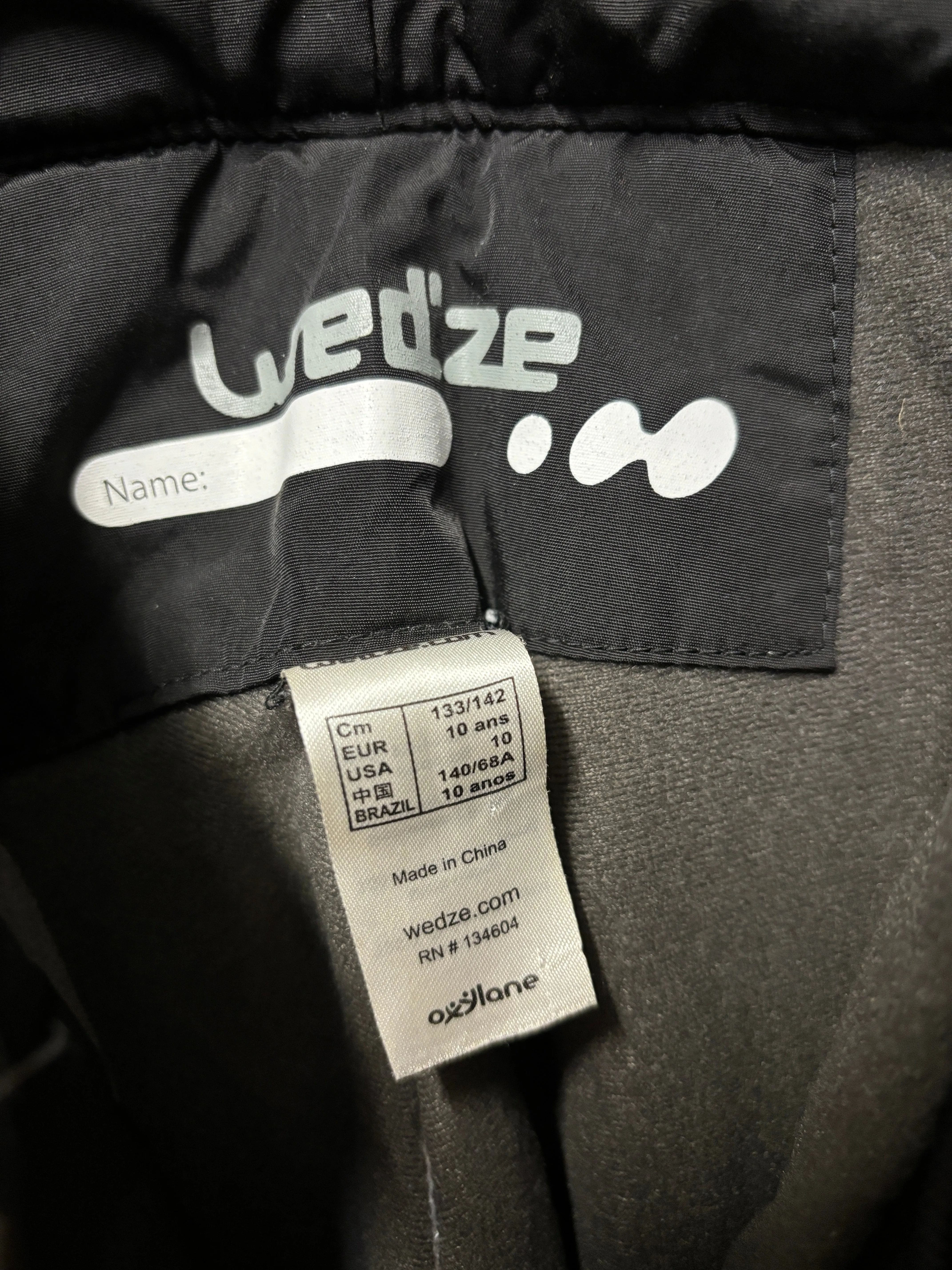 Wed'ze Black Insulated Pull'n Fit Ski Salopettes 10yrs