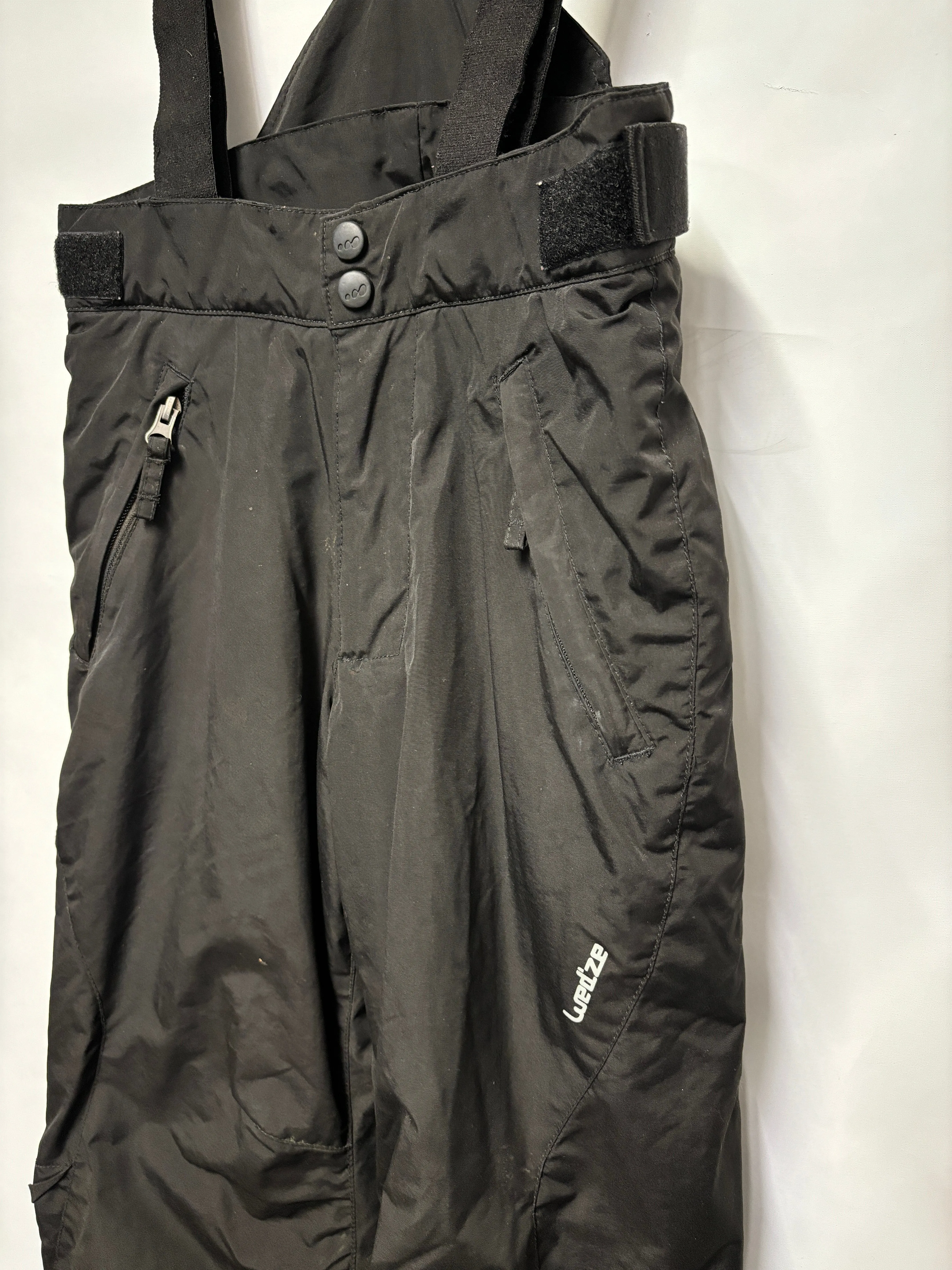 Wed'ze Black Insulated Pull'n Fit Ski Salopettes 10yrs