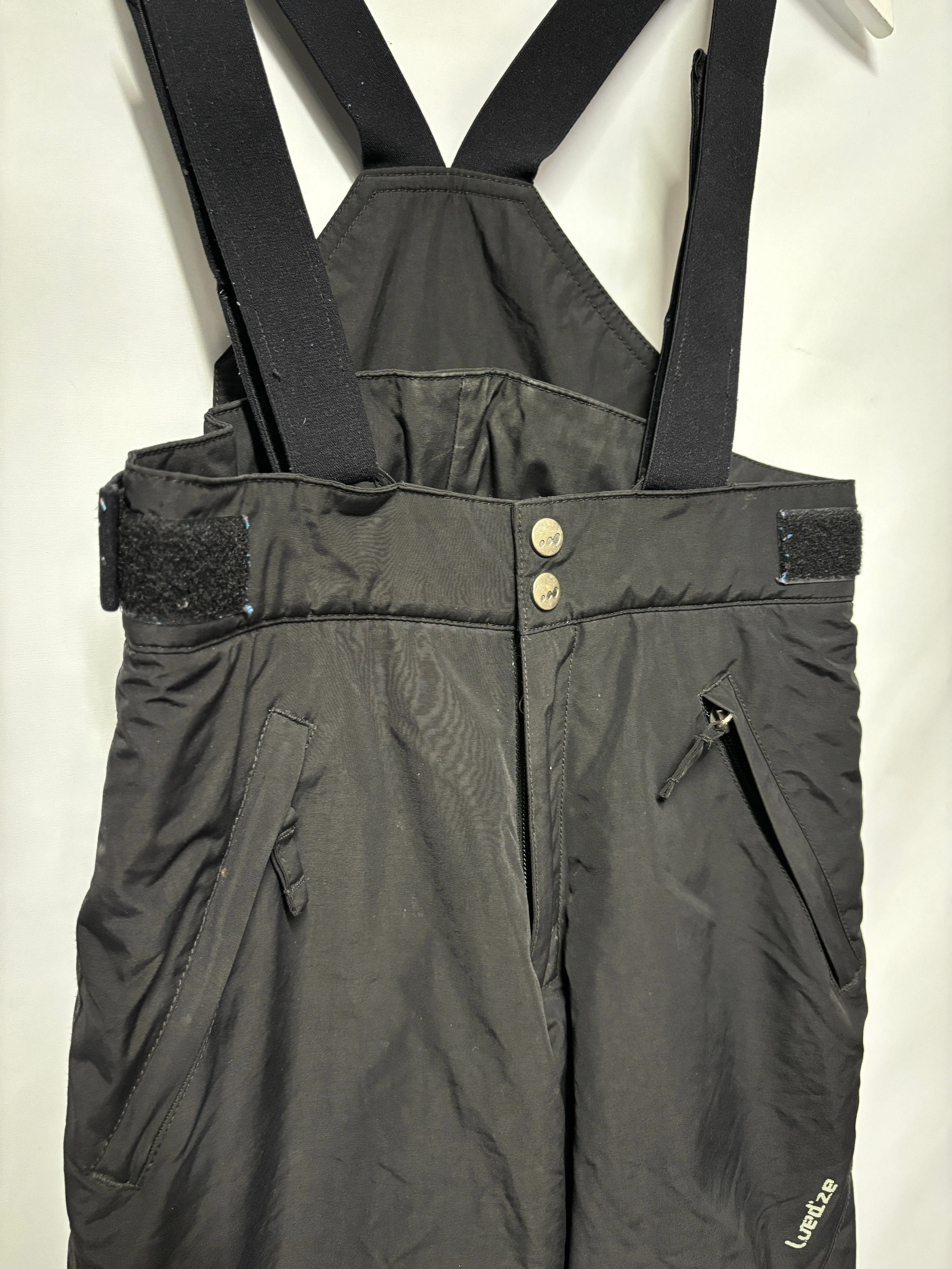 Wed'ze Black Pull'n Fit Suspender Salopettes 10Yrs
